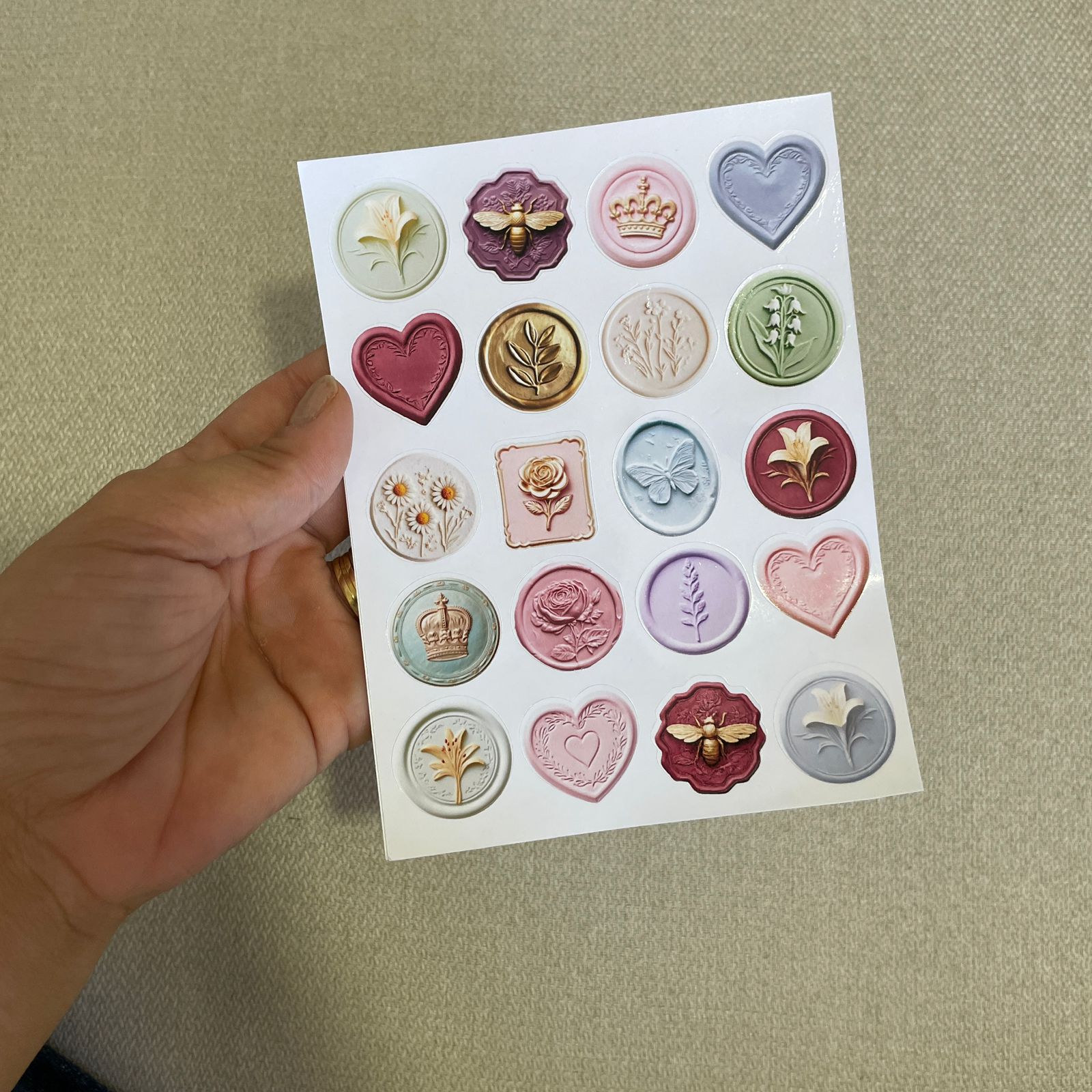 Cartela de adesivo decorativo SELOS