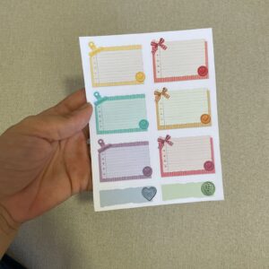 Cartela de adesivo decorativo NOTAS