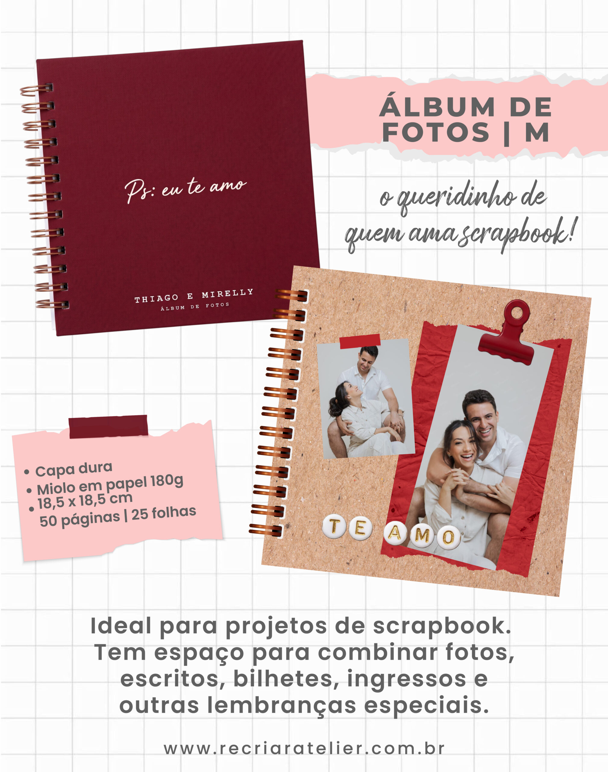 Álbum para fotos ou scrapbook - médio | PERSONALIZADO - Imagem 3